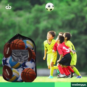 VVWAYSE Ball Storage Mesh Soccer Ball Bag Holder Heavy Duty Drawstring Bags Team Work for Basketball, Volleyball, Baseball, Swimming Gear With Shoulder Strap, Large Mesh Bags With Zipper