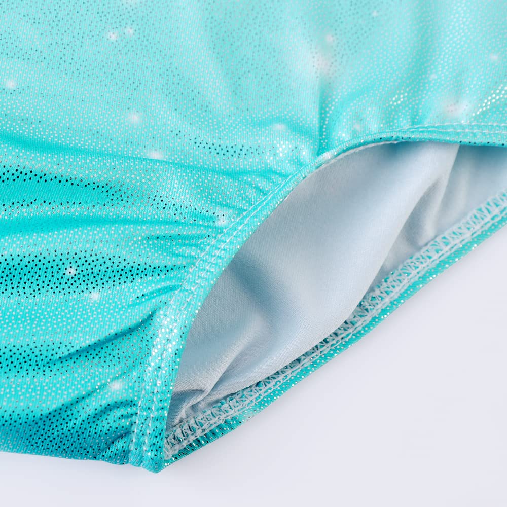 HOZIY girls leotards for gymnastics long sleeve size 6-7 year old aqua blue tumbling outfits embroidered snowflake kids leo clothing apparel sparkly unitards Leotardos Para Gimnasia Ninas