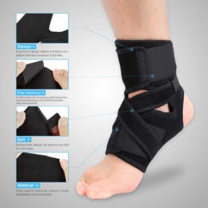 Ankle Support, Adjustable Ankle Brace Breathable Achilles Tendonitis Support for Plantar Fasciitis Sports Protect Ligament Damage Injury Recovery One Size Men Women