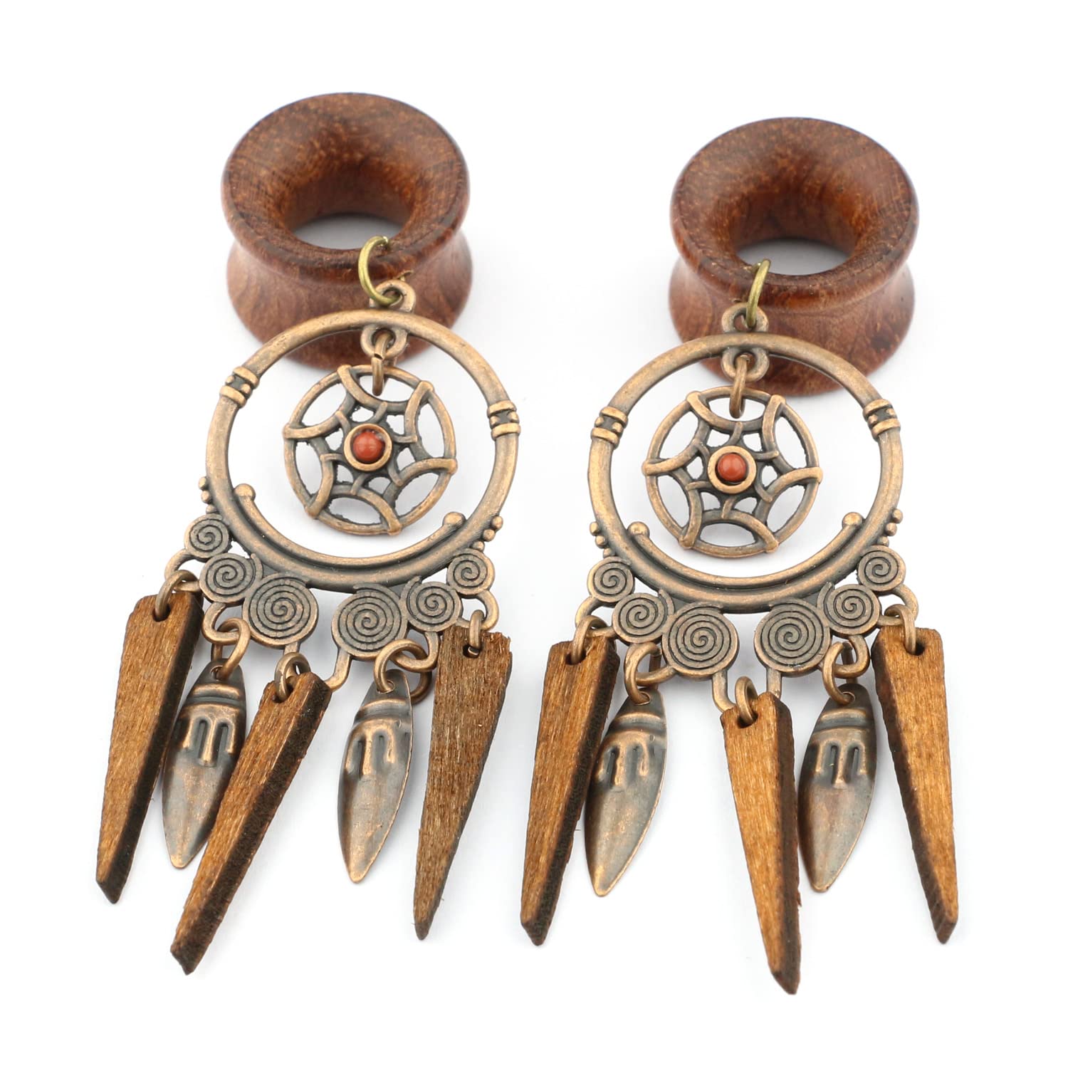 Balala 5/8 inch 16mm Bohemian Wood Dangle Ear Gauges Piercing Flesh Tunnels Plugs Statement Earrings