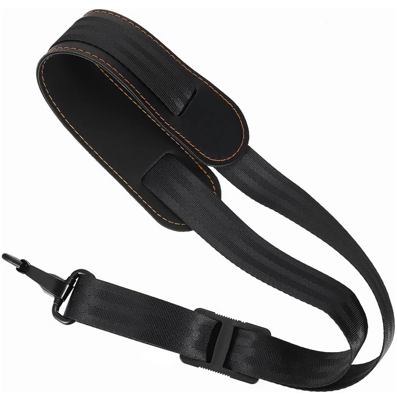 e-Times Saxophone Neck Strap, Soft Adjustable Sax Leather Neck Padded for Alto Tenor Soprano Baritone Sax, Clarinet