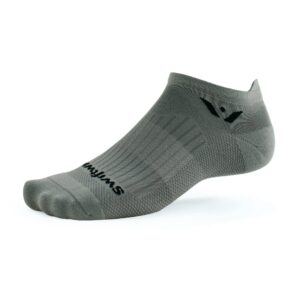 Swiftwick- ASPIRE ZERO Tab Running Socks, Cycling Socks, Lightweight No-Show (Pewter, Large)