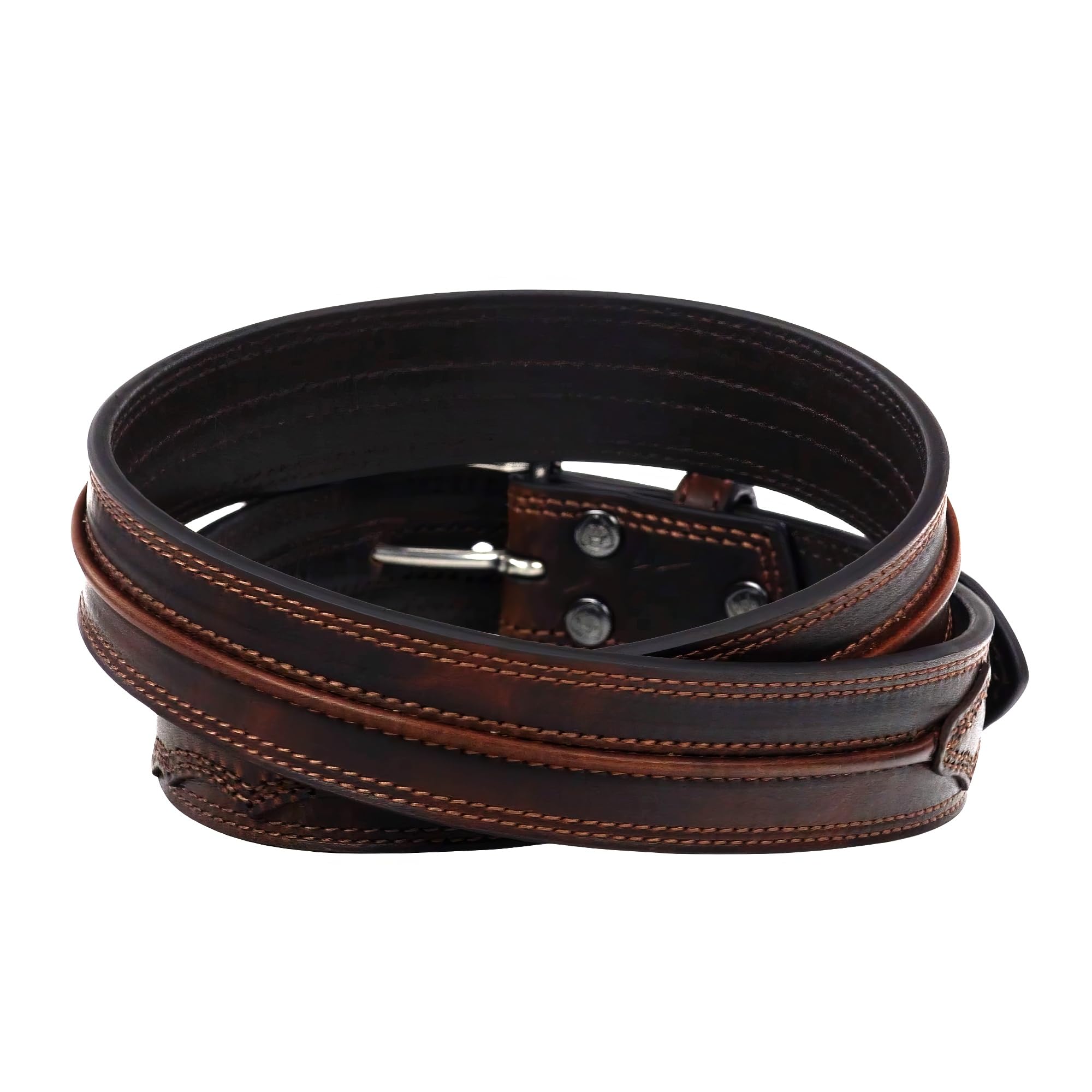 ARIAT Men's Distressed Leather Belt with Raised Center Bump Leather Strip (Aged Bark, Size 60)