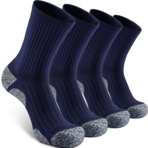 sitoisbe cushioned compression unisex mid-crew socks 4-pack, x-large, navy blue