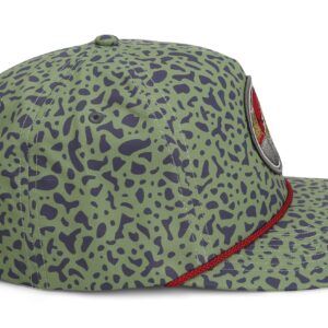 Dead Drift Fly Fishing Patch 5-Panel Vintage Trucker Rope Cap, Fly Fishing Cap (Olive Fish Skin)