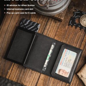 DUGRAFT Pop Up Wallet with ID Window, Minimalist Front Pocket Credit Card Holder for Men, Slim RFID Blocking Bifold Metal Card Case for 10 Cards, Cash