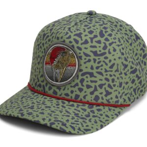 Dead Drift Fly Fishing Patch 5-Panel Vintage Trucker Rope Cap, Fly Fishing Cap (Olive Fish Skin)