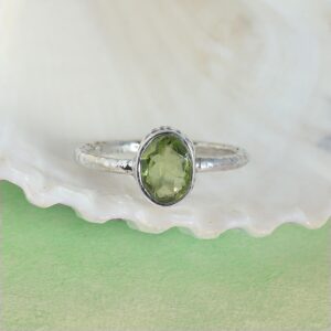 Silver Eternity 6X8 MM Oval Peridot Ring Gemstone Jewelry (7)