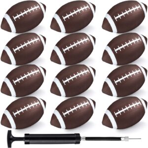 12pcs mini inflatable football small playground inflatable football toys with pump needle for kids junior youth outdoor indoor game football party favors (9 inch)