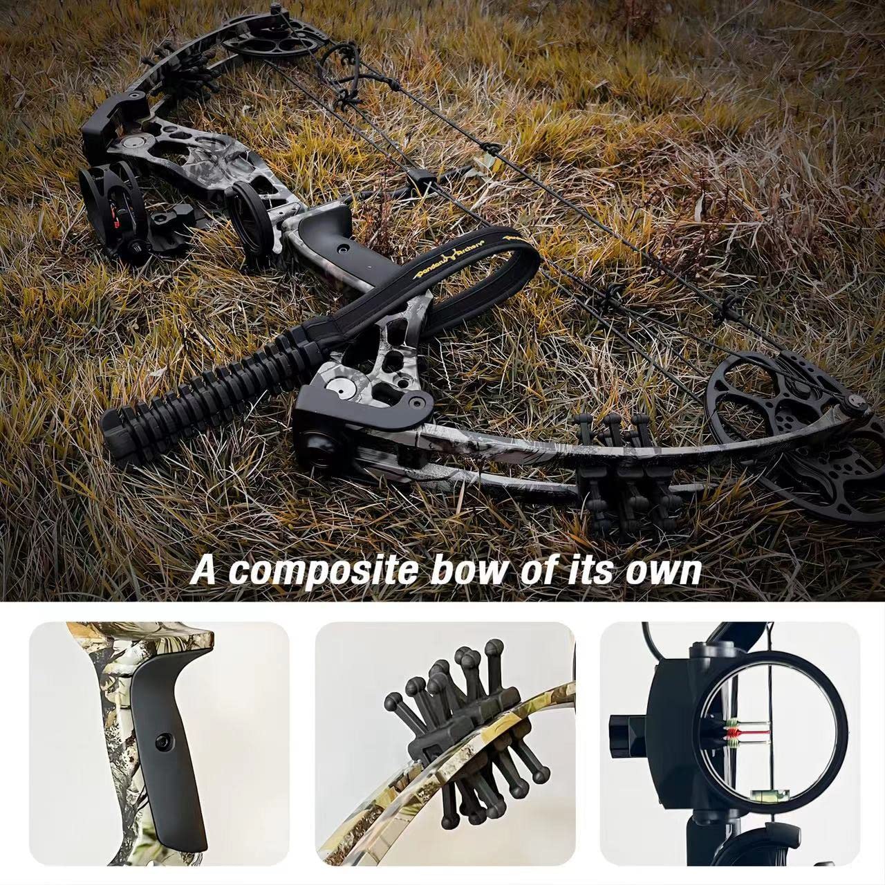 PANDARUS Compound Bow Set 15-45lbs for Pull Beginner and Teens Right Handed Adjustable 18"-29" Draw Length, 320 FPS Speed, Hunting Bow Archery Set New 2024(Camo Right Handed Bag Pro)