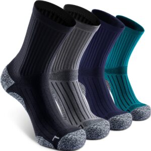 sitoisbe cushioned compression unisex mid-crew socks 4-pack, x-large, black gray navy blue greenlake