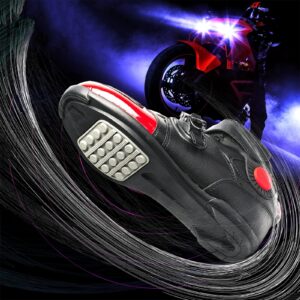 Men's Motorcycle Shoes Low-Top Road Street Riding Shoes Buckle Leather Non-Slip Lightweight Soft,Red,11