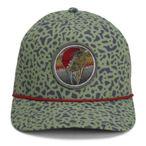 Dead Drift Fly Fishing Patch 5-Panel Vintage Trucker Rope Cap, Fly Fishing Cap (Olive Fish Skin)