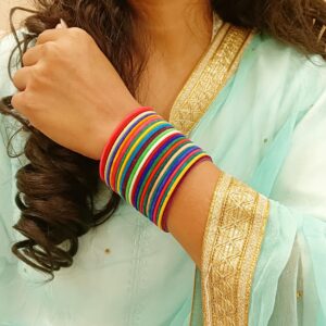 Efulgenz Multicolor Velvet Bangles Indian Bangle Set Plain Velvet Bangles for Women Two Dozen Bangles Set Bollywood Bracelet Bangle Set Jewelry for Women