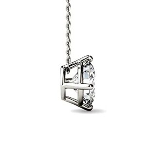 14k White Gold Finish 925 Sterling Silver 1.00Ct Rund Cut Cubic Zirconia Solitaire Pendant Necklace