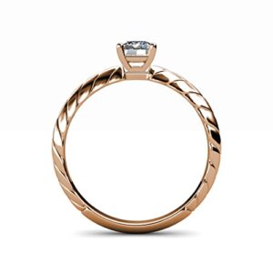 Round IGI Certified Lab Grown Diamond (VS1/F) 1.00 ct Women Solitaire Rope Engagement Ring 14K Rose Gold-7.0