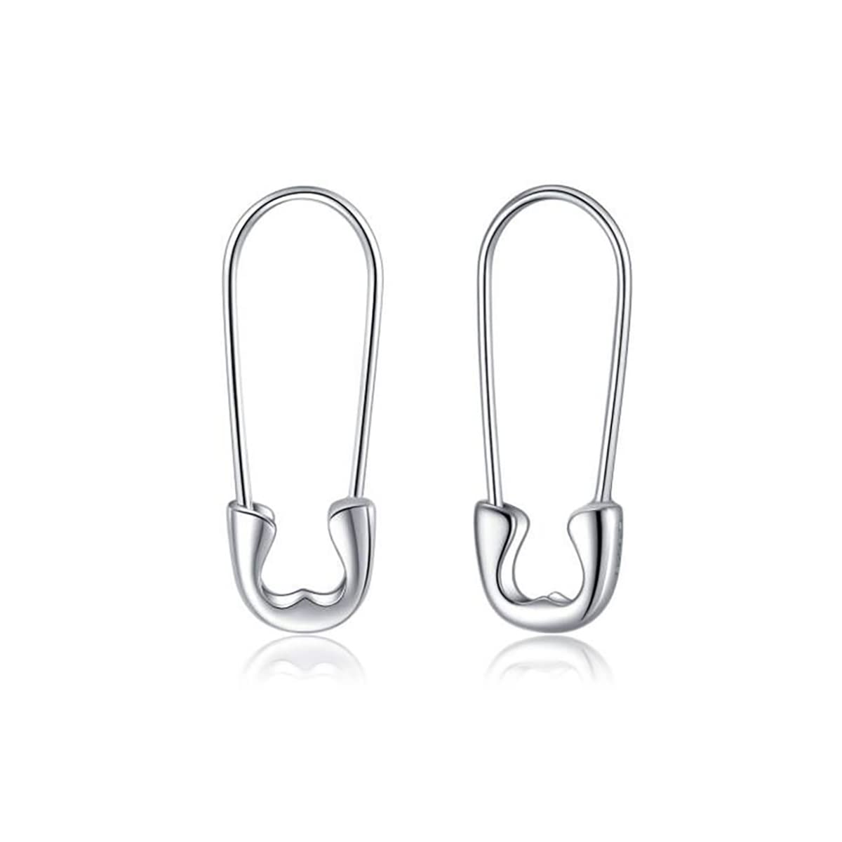 Reffeer 925 Sterling Silver Safety Pin Earrings Hoop for Women Teens Girls Paperclip Earrings Hoop Pin Cartilage Earrings (A-Silver-2cm)