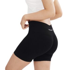 ROOOKU Uplift Gym Shorts for Women Seamless Scrunch Butt Lifting Workout Booty High Waisted Compression Yoga Shorts (Black,S)