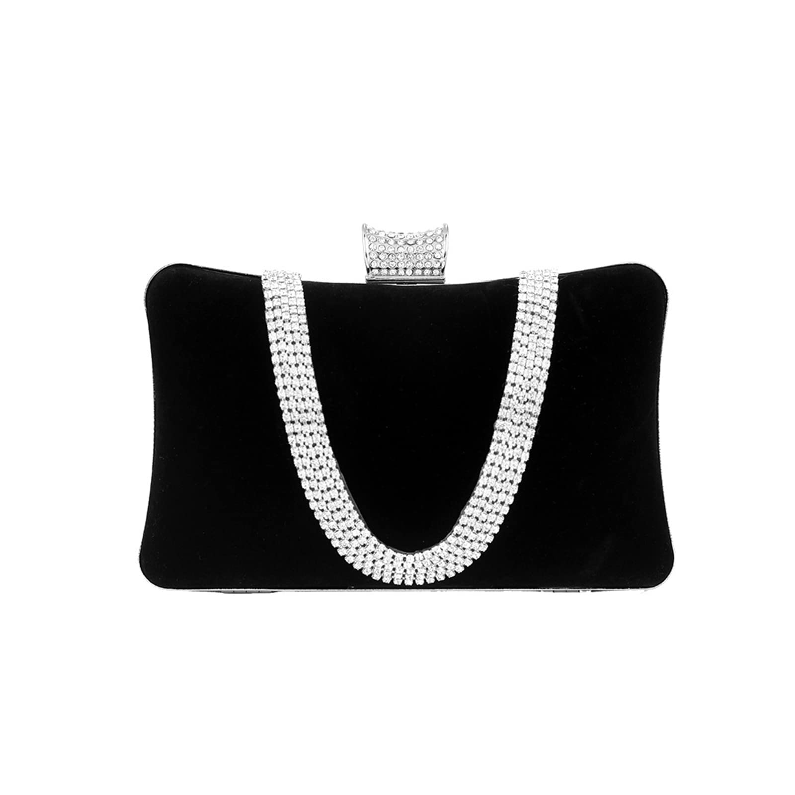 CORIOS Velvet Evening Bag for Women Rhinestone Clutch Bag Sparkly Handbag Bridal Wedding Purse Glitter Shoulder Bag Elegant Crossbody Bag for Wedding Banquet Cocktail Party Prom Black