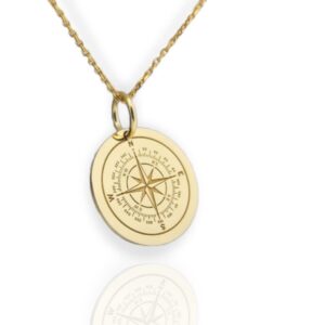 DANELIAN 14K Solid Gold Compass Pendant, North Star Compass Necklace (No Chain Included, 0.55 inches / 13.9mm)