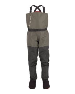 simms kid’s tributary stockingfoot chest-high fishing waders - durable, breathable, waterproof fly fishing waders for youths-basalt-large