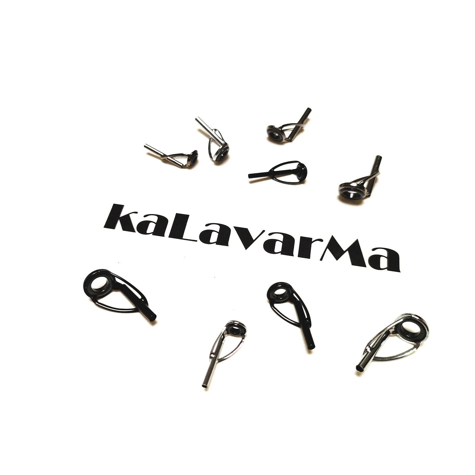 Kalavarma Saltwater Fishing Rod Tip top Repair Kit Heavy Duty Rod Repair Kit Stainless Steel Ceramics Fishing Rod Replacement Tips 60pcs (White)