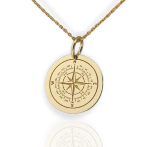 DANELIAN 14K Solid Gold Compass Pendant, North Star Compass Necklace (No Chain Included, 0.55 inches / 13.9mm)