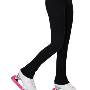 Figure Skating Pants Girls 13-14 Years Old Solid Black Comfortable Seamless Practice Leggings for Big Kids Training Exercise