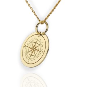 DANELIAN 14K Solid Gold Compass Pendant, North Star Compass Necklace (No Chain Included, 0.55 inches / 13.9mm)