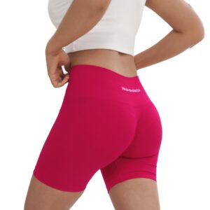 roooku uplift gym shorts for women seamless scrunch butt lifting workout booty high waisted compression yoga shorts (pink,l)