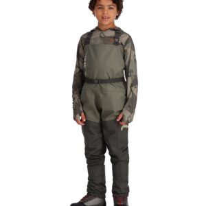 Simms Kid’s Tributary Stockingfoot Chest-High Fishing Waders - Durable, Breathable, Waterproof Fly Fishing Waders for Youths-Basalt-Large