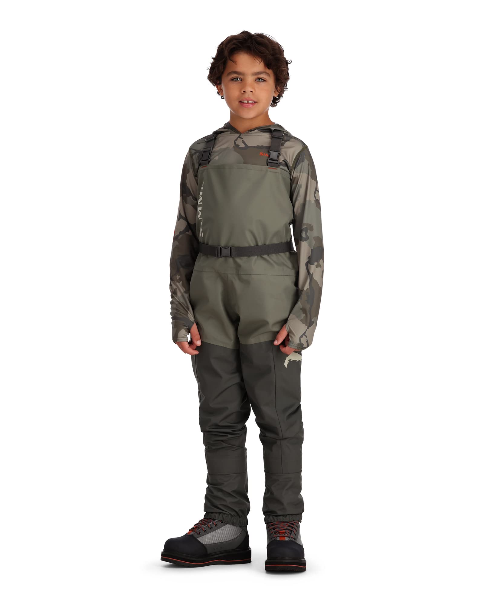 Simms Kid’s Tributary Stockingfoot Chest-High Fishing Waders - Durable, Breathable, Waterproof Fly Fishing Waders for Youths-Basalt-Large