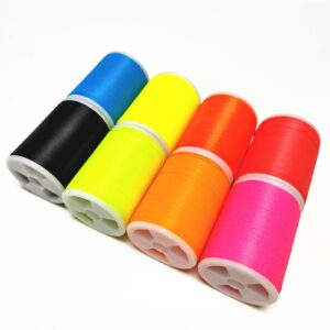 (8pcs*130yd) Kalavarma Rod Wrapping Thread Fluorescent 7 Color Every Spool 130yd 120m Complete Pack add Extra a Black Color Thread