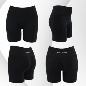 ROOOKU Uplift Gym Shorts for Women Seamless Scrunch Butt Lifting Workout Booty High Waisted Compression Yoga Shorts (Black,S)