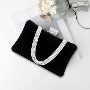 CORIOS Velvet Evening Bag for Women Rhinestone Clutch Bag Sparkly Handbag Bridal Wedding Purse Glitter Shoulder Bag Elegant Crossbody Bag for Wedding Banquet Cocktail Party Prom Black