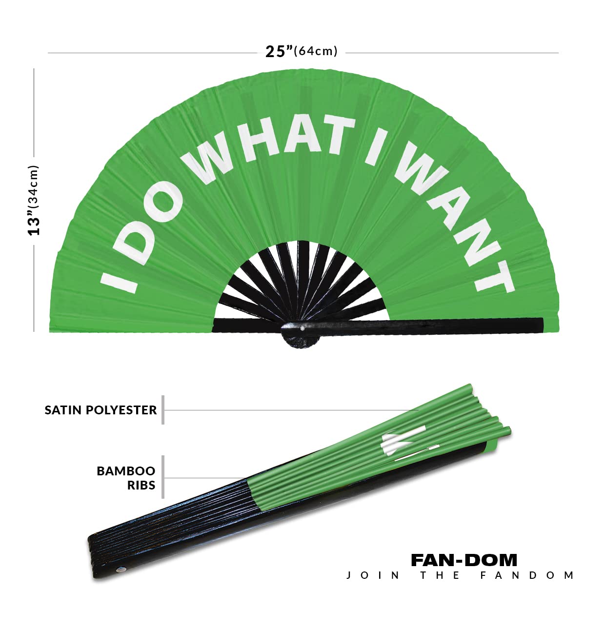 I Do What I Want hand fan foldable bamboo circuit hand fan funny gag slang words expressions statement gifts Festival accessories Rave handheld Circuit event fan Clack fans (Green)