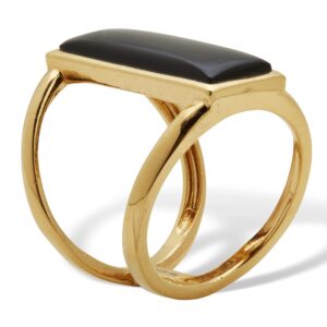 PalmBeach Yellow Gold-plated Sterling Silver Emerald Cut Natural Black Onyx Ring Sizes 6-10 Size 9