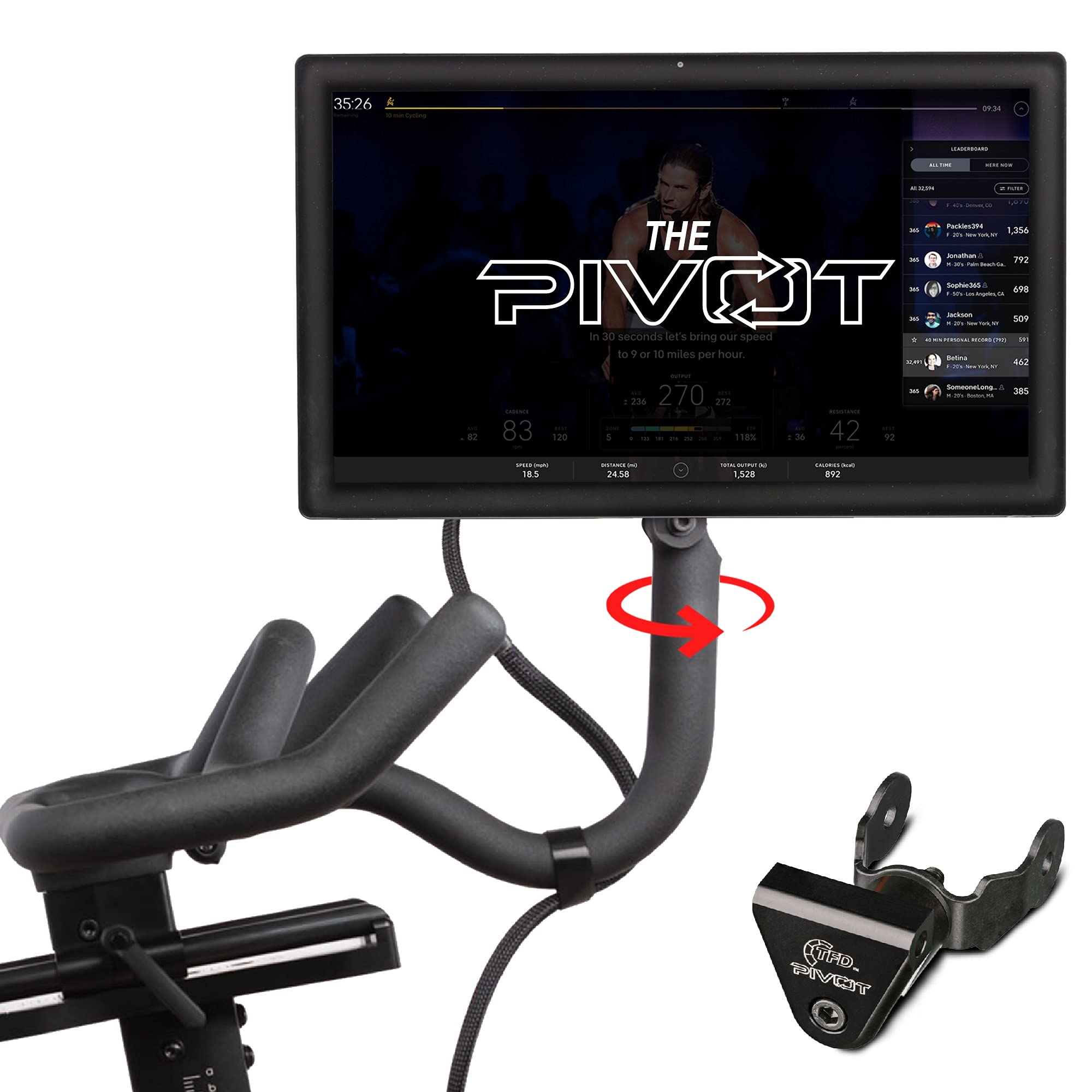 TFD The Pivot for Peloton Bikes + TFD Cell Phone Bike Mount - Expandable Sides Phone Holder for Bike | 360° Movement Monitor Adjuster - Easily Adjust & Rotate Your Peloton Screen | Peloton Accessories