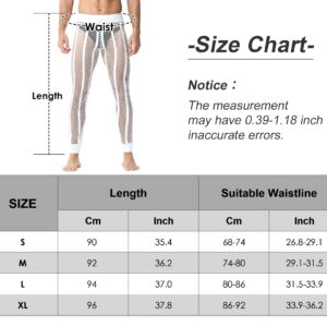 Men's Mesh Fishnet Pants See Through Drawstring Long Lounge Pajamas Muscle Leggings Underpants Underwear Sleepwear Openwork Netted Leggings Loose Bottoms