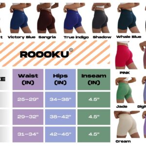 ROOOKU Uplift Gym Shorts for Women Seamless Scrunch Butt Lifting Workout Booty High Waisted Compression Yoga Shorts (Black,S)