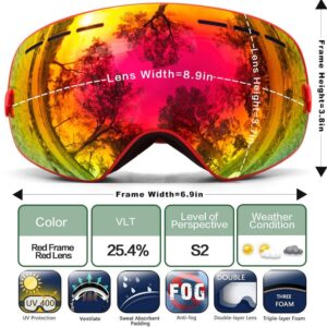 LEPSJGC Ski Goggles - Interchangeable Lens - Premium Snow Goggles Snowboard Goggles for Men and Women ski Item (Color : C)