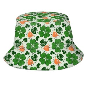 cute st. patrick's day shamrocks bucket hat packable green fisherman hat summer travel beach sun hat for boys girls