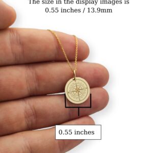 DANELIAN 14K Solid Gold Compass Pendant, North Star Compass Necklace (No Chain Included, 0.55 inches / 13.9mm)