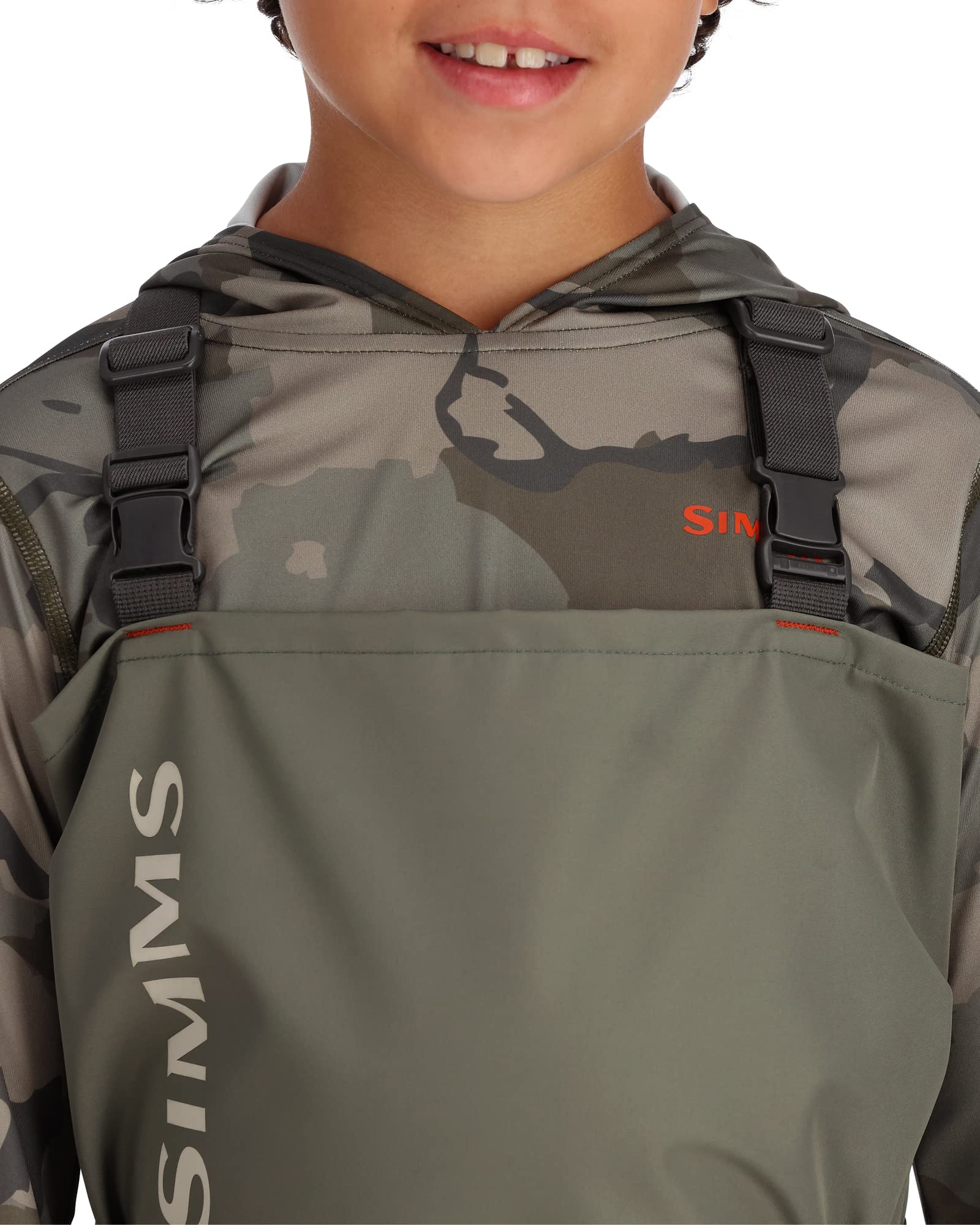 Simms Kid’s Tributary Stockingfoot Chest-High Fishing Waders - Durable, Breathable, Waterproof Fly Fishing Waders for Youths-Basalt-Large