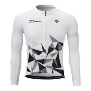 Santic Men's Cycling Jersey Long Sleeve Bike Shirt Men Cycling Tops for Men Biking Jersey Breathable