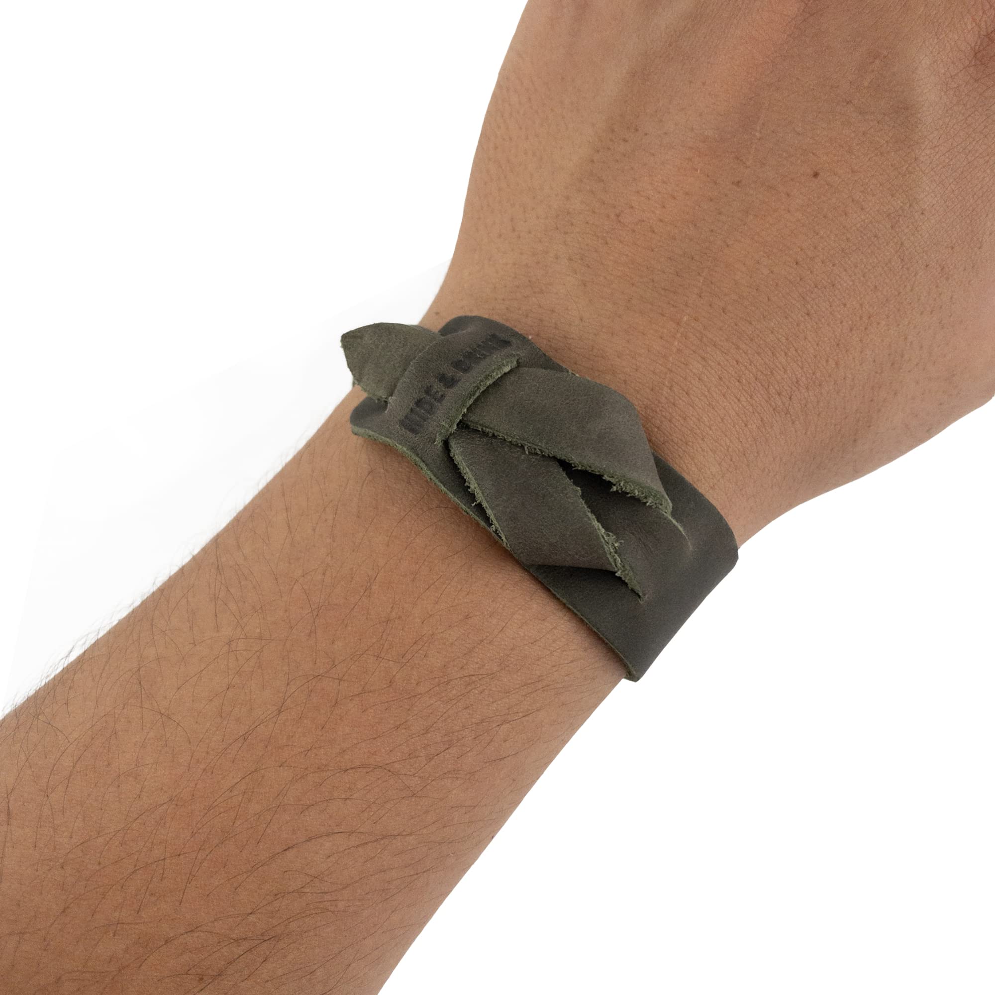 Hide & Drink, Bracelet Handmade from Full Grain Leather, Fashionable, Adjustable Wristband, Stylish Cuff (Dark Jade)