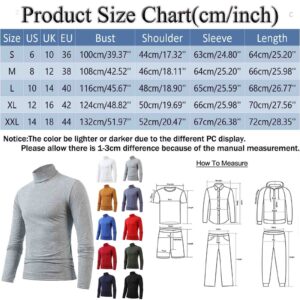 Mens Solid Color Mock Turtleneck Long Sleeve Shirts Thermal Base Layer Tops Slim Fit Soft Pullover Underwear T-Shirts(Grey,X-Large)