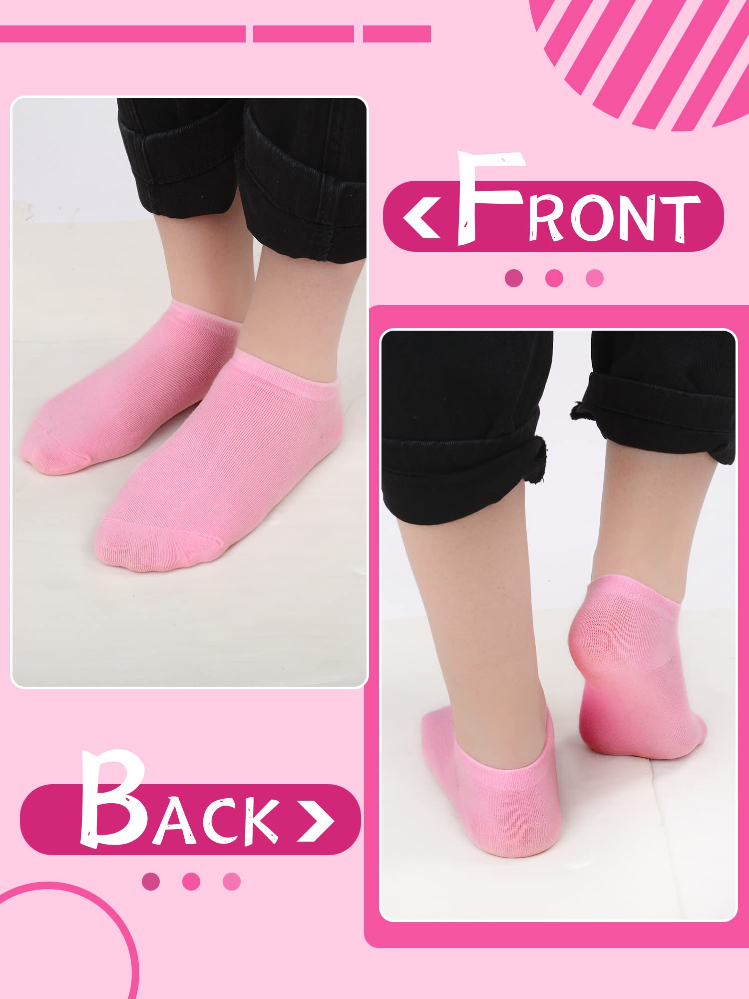 Funtery 20 Pairs Ankle Socks for Women Breathable Low Cut Athletic Socks Dry Fit No Show Soft Pastel Color Socks for gift(Pink)