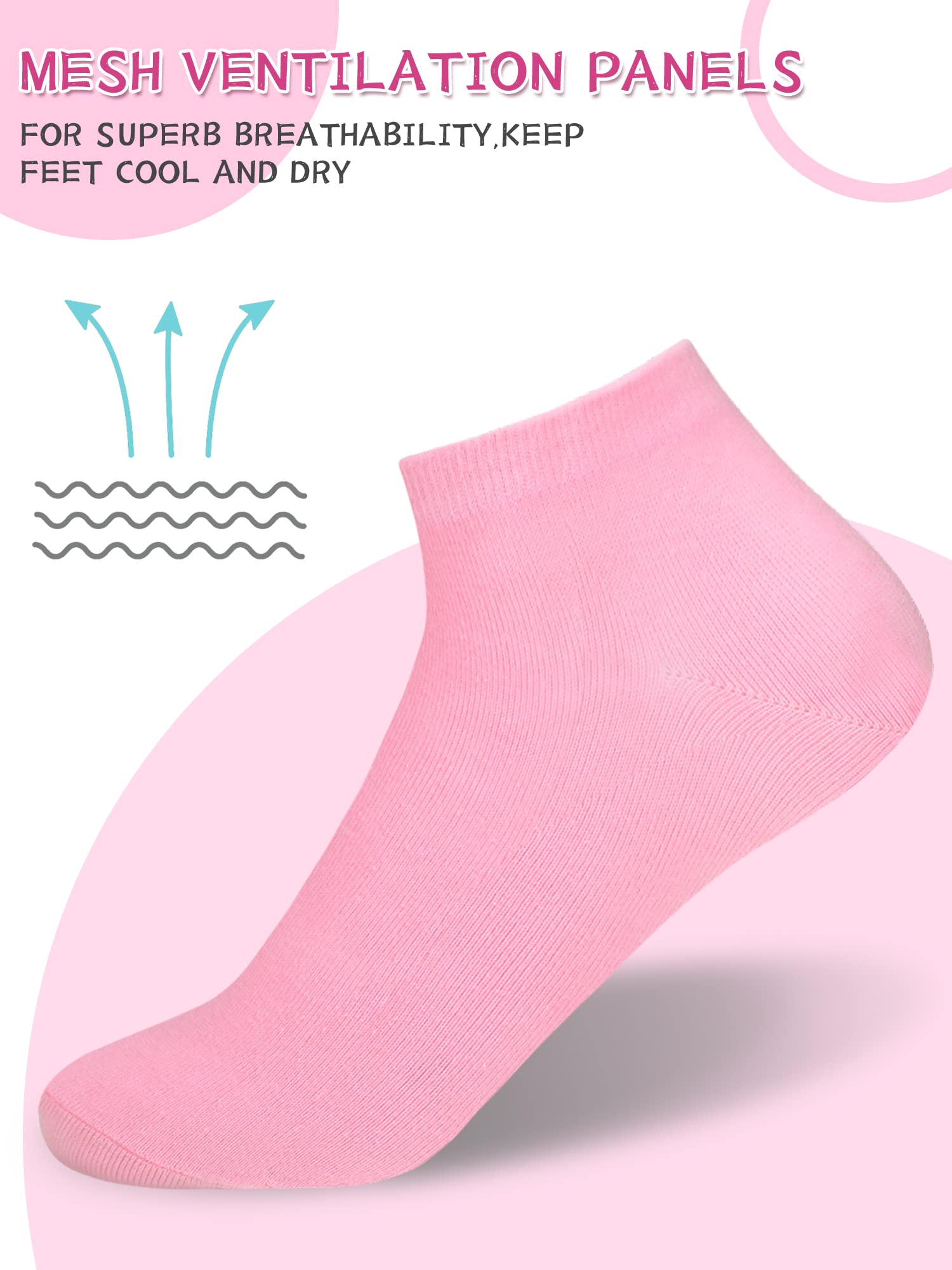 Funtery 20 Pairs Ankle Socks for Women Breathable Low Cut Athletic Socks Dry Fit No Show Soft Pastel Color Socks for gift(Pink)