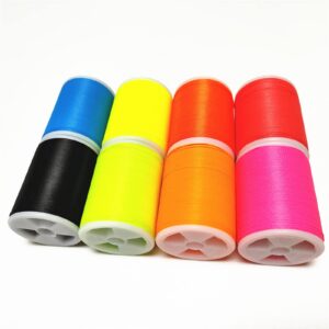 (8pcs*130yd) Kalavarma Rod Wrapping Thread Fluorescent 7 Color Every Spool 130yd 120m Complete Pack add Extra a Black Color Thread